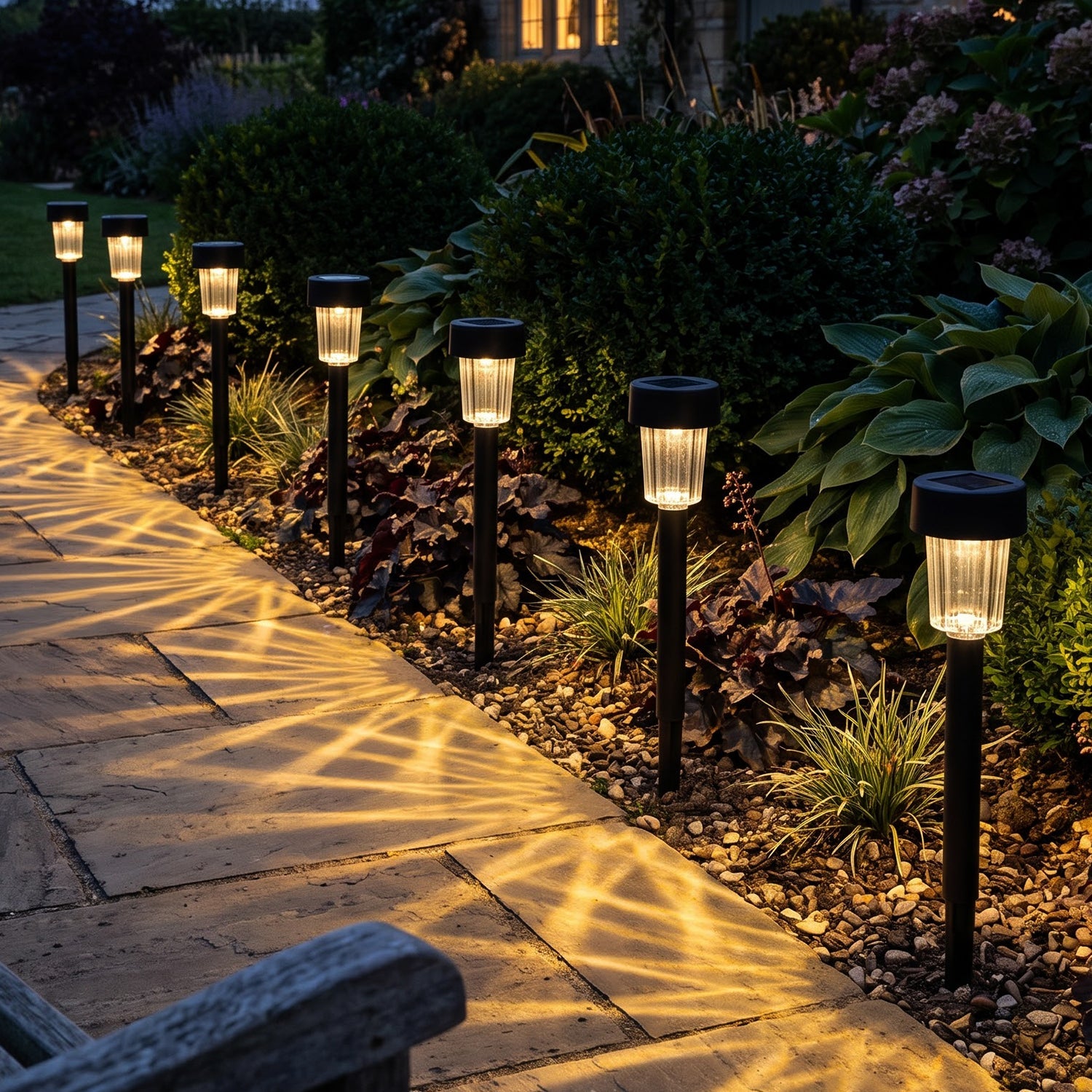 Solar Led Pathway Garden Stake Lights For Outdoor Lawn And Walkway (12 Pc Set)
