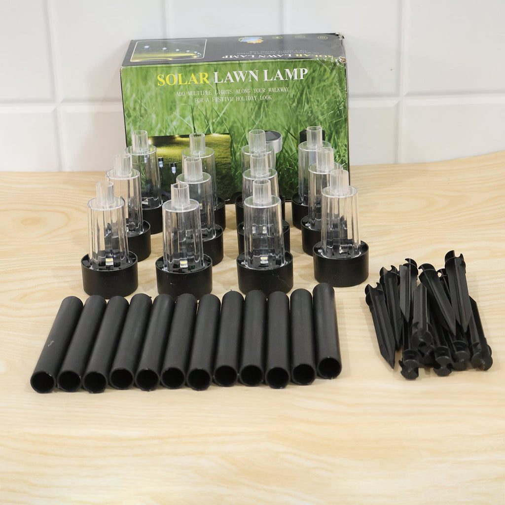 Solar Led Pathway Garden Stake Lights For Outdoor Lawn And Walkway (12 Pc Set)