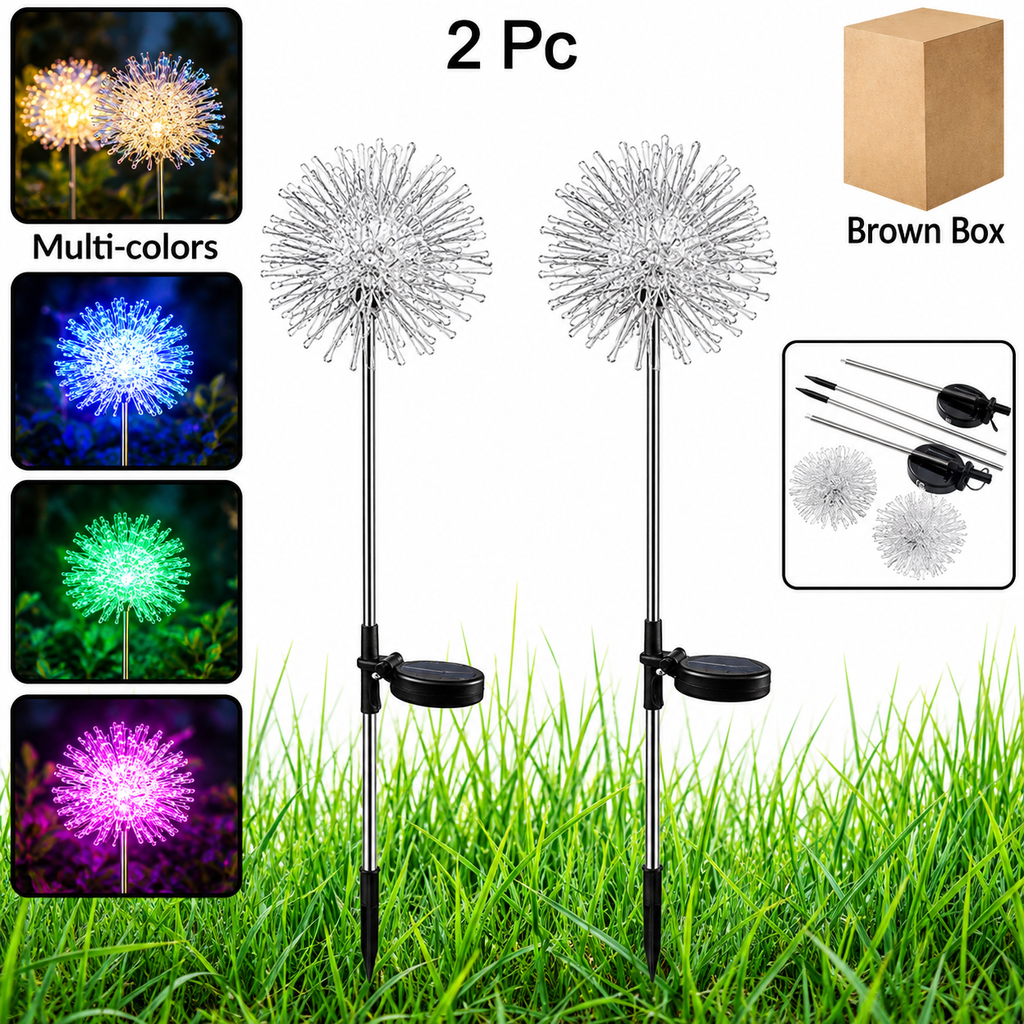 Solar Powered Dandelion Garden Lights – 2 Pc Multicolor LEDs