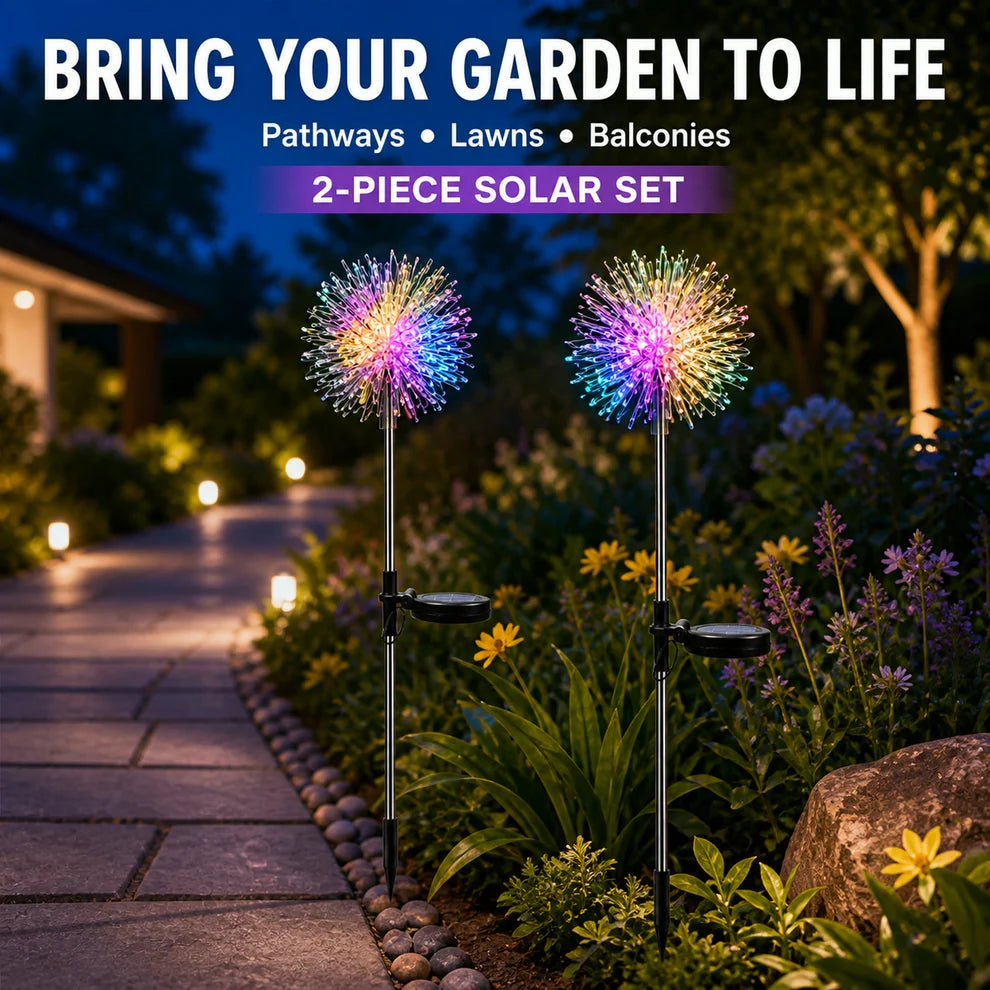 Solar Powered Dandelion Garden Lights – 2 Pc Multicolor LEDs