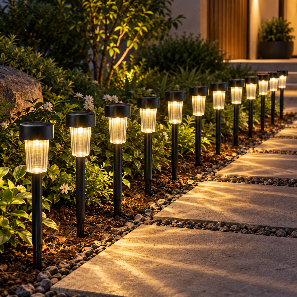 Solar Led Pathway Garden Stake Lights For Outdoor Lawn And Walkway (12 Pc Set)