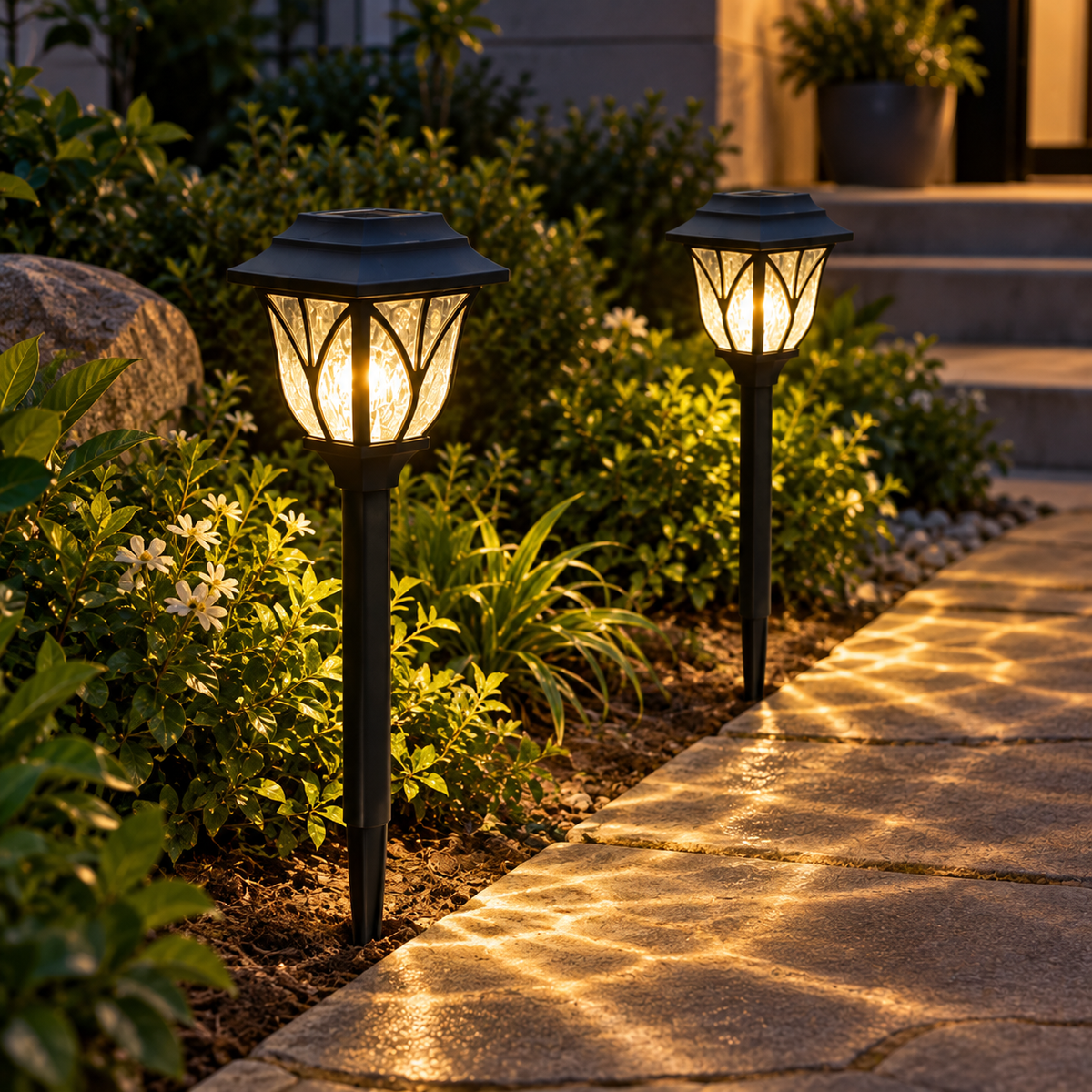 Solar Powered Dandelion Garden Lights – Multicolor LED, Set of 2